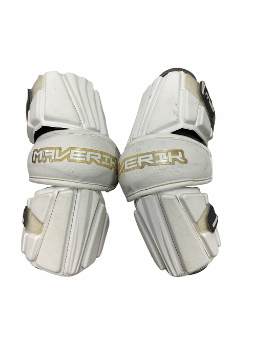 Vist Large View of Product Image Which is Used Maverik MAX Lacrosse Arm Pads/Guards White LG