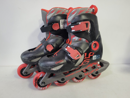 Vist Large View of Product Image Which is Used OXELO Junior Rec Fitness Skates Black Adjustable