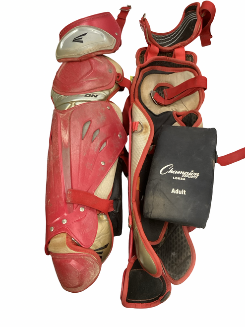 Vist Large View of Product Image Which is Used Easton MAKO Catchers Leg Guards Red Adult