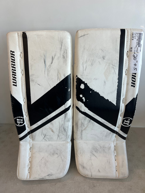 Vist Large View of Product Image Which is Used Warrior RG6 Goalie Leg Pads Youth White 20"