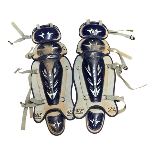 Vist Large View of Product Image Which is Used Mizuno SAMURAI Catchers Leg Guards Purple Adult