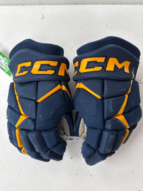 Vist Large View of Product Image Which is Used CCM JETSPEED FT680 Senior Gloves Navy Blue And Yellow 13” (new= $140)
