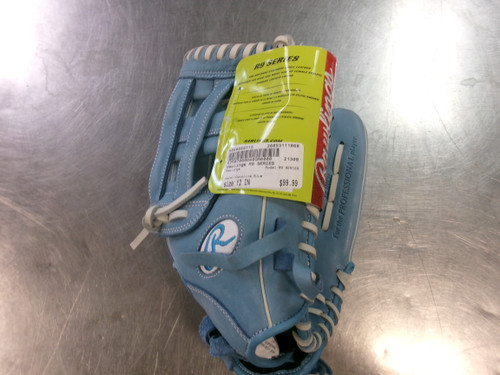 Vist Large View of Product Image Which is Used Rawlings R9 SERIES BB/SB Glove RH Throw Carolina Blue 12"