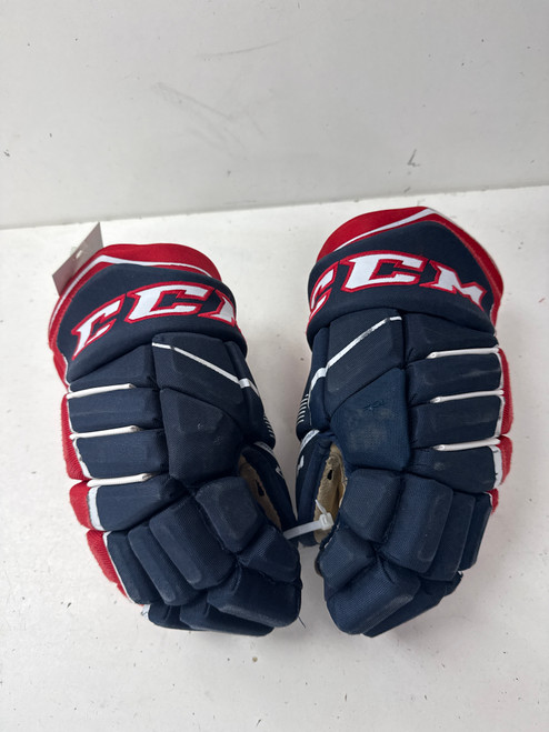 Vist Large View of Product Image Which is Used CCM JETSPEED FT370 Junior Gloves Navy Blue And Red 13"