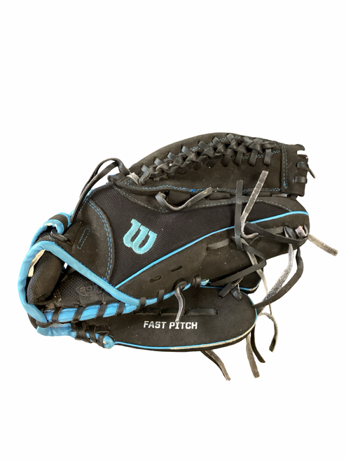 Vist Large View of Product Image Which is Used Wilson CP 12 INCH RHT FASTPITCH BB/SB Glove RH Throw Black 12"