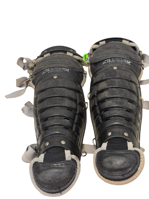 Vist Large View of Product Image Which is Used All-Star League Series LG912LS Junior Baseball Catchers Leg Guards Black Age 9-12