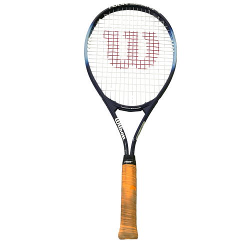 Vist Large View of Product Image Which is Used Wilson TOUR SLAM LITE Adult Tennis Racquet Navy Blue 4 3/8"