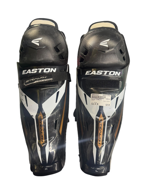 Vist Large View of Product Image Which is Used Easton STEALTH Senior Shin Guards Black 14"