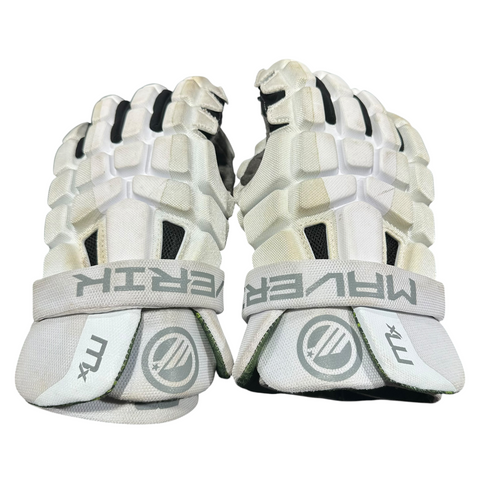 Vist Large View of Product Image Which is Used Maverik MX Lacrosse Gloves Mens White 13"