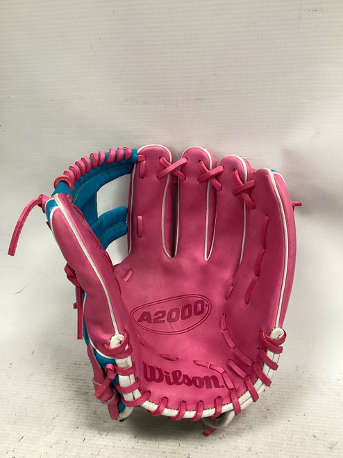 Vist Large View of Product Image Which is Used Wilson A2000 BB/SB Glove RH Throw Pink 11 3/4"
