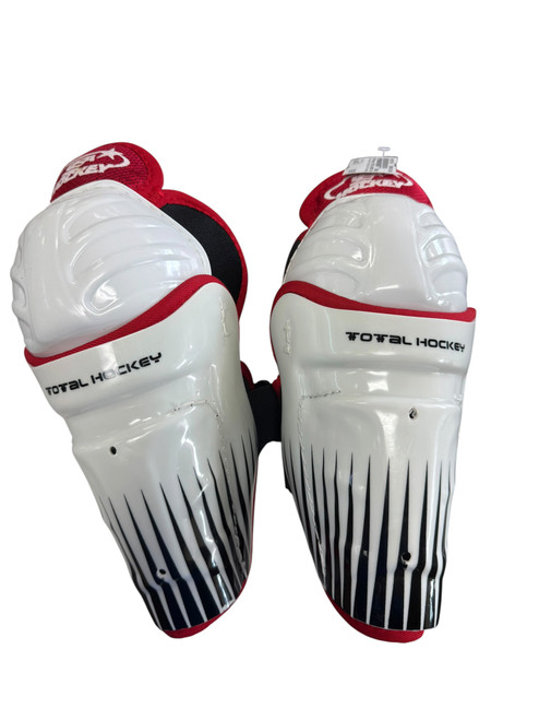 Vist Large View of Product Image Which is Used USA Hockey TOTAL HOCKEY SHIN GUARDS Youth Shin Guards White 8"