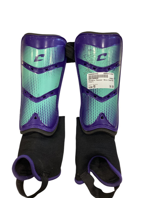 Vist Large View of Product Image Which is Used Champro Soccer Shin Guards Adult Purple MD