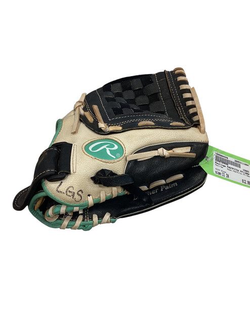 Vist Large View of Product Image Which is Used Rawlings FASTPITCH FP110BW BB/SB Glove RH Throw Black 11"