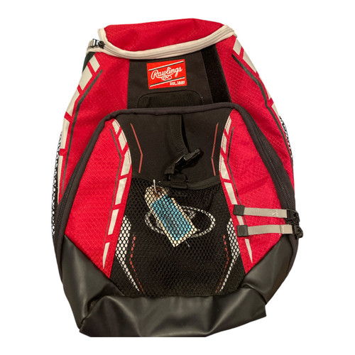 Vist Large View of Product Image Which is Used Rawlings BB/SB BACKPACK BB/SB Player Backpack White/Black/Red