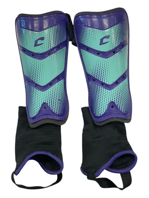 Vist Large View of Product Image Which is Used Champro Soccer Shin Guards Junior Purple MD