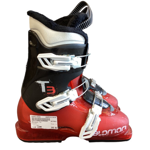 Vist Large View of Product Image Which is Used Salomon T3 Boys DH Ski Boot Red 220 MP - J04 - W05