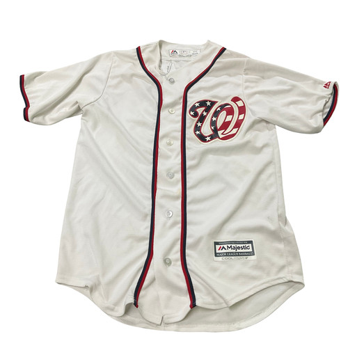 Vist Large View of Product Image Which is Used Majestic TREA TURNER NATIONALS BB/SB Jersey White SM