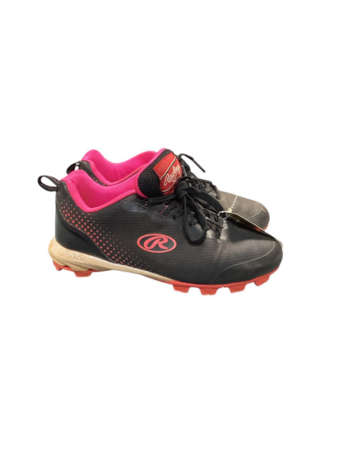 Vist Large View of Product Image Which is Used Rawlings 2Y BLK/PNK BB/SB Cleats Black Junior 02