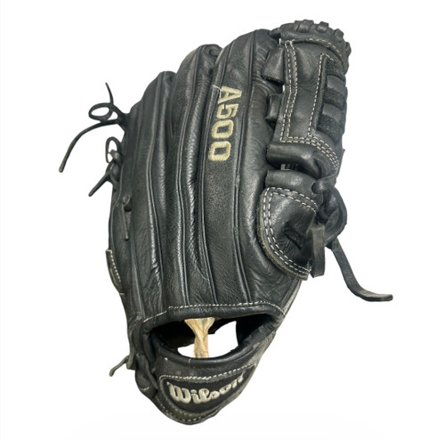 Vist Large View of Product Image Which is Used Wilson A500 BB/SB Glove RH Throw Black 11"