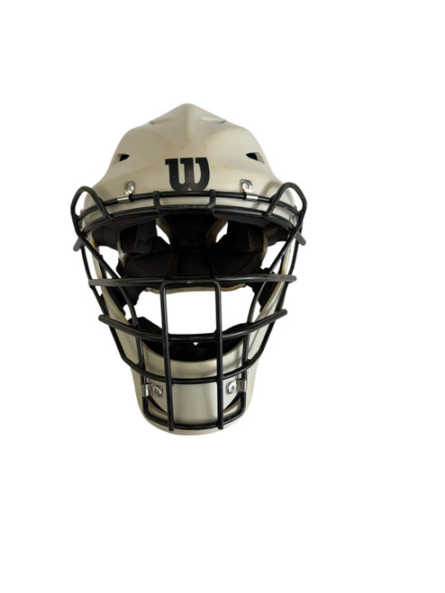 Vist Large View of Product Image Which is Used Wilson CATCHERS MASK Batting Helmet w/Mask White MD