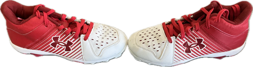 Vist Large View of Product Image Which is Used Under Armour BB/SB CLEATS BB/SB Cleats Red And White Junior 04