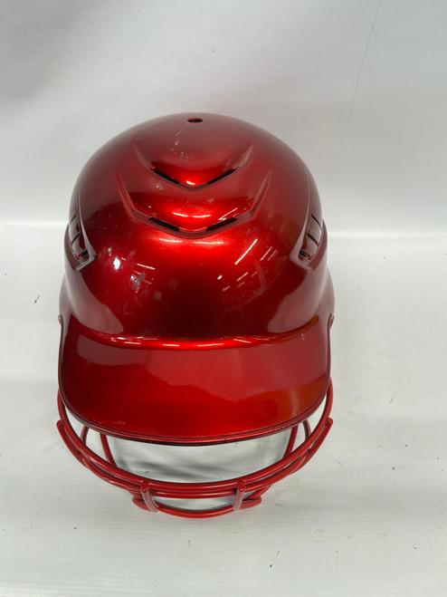 Vist Large View of Product Image Which is Used Rawlings RCFH-1 Batting Helmet w/Mask Red XS