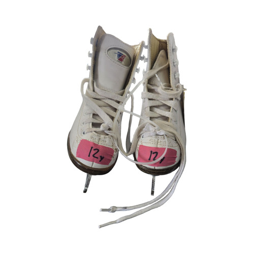 Vist Large View of Product Image Which is Used Riedell 10W OPEL JR YTH12 FIGURE SKATES Girls Figure Skate White Youth 12.0