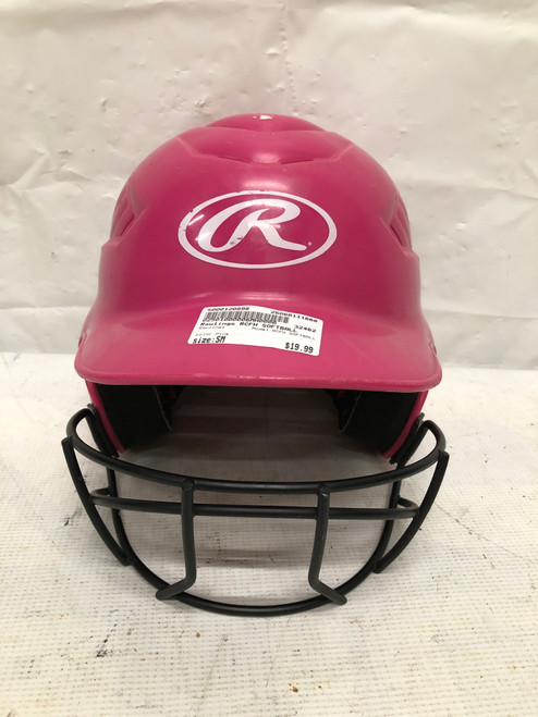 Vist Large View of Product Image Which is Used Rawlings RCFH SOFTBALL Batting Helmet w/Mask Pink SM
