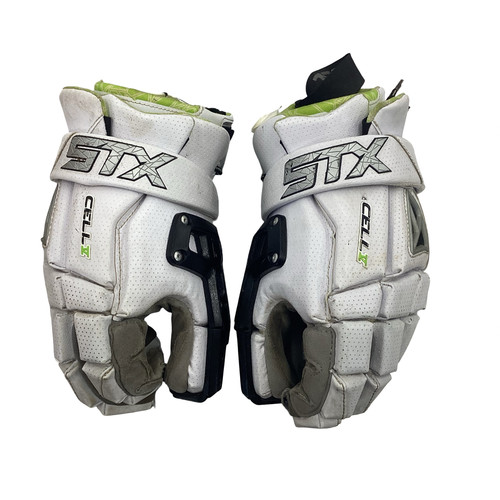 Vist Large View of Product Image Which is Used STX CELL V Lacrosse Gloves Mens White LG