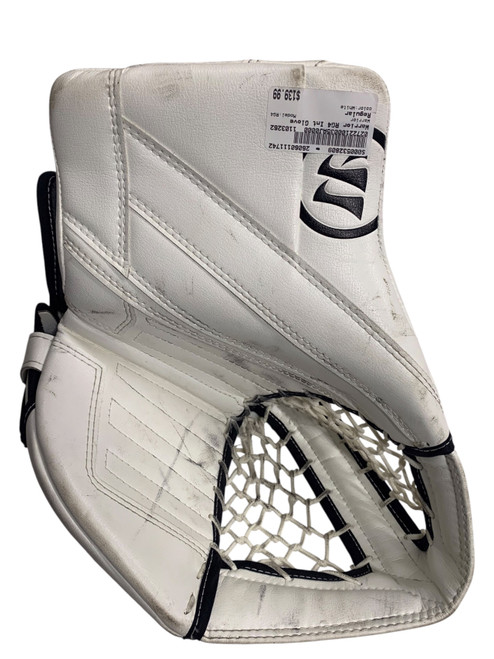 Vist Large View of Product Image Which is Used Warrior RG4 Intermediate Goalie Catcher White