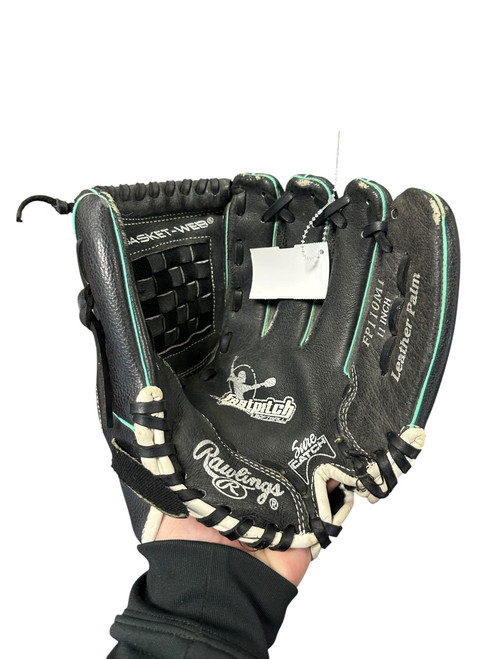 Vist Large View of Product Image Which is Used Rawlings FASTPITCH RH Throw Fastpitch Gloves Black 11"