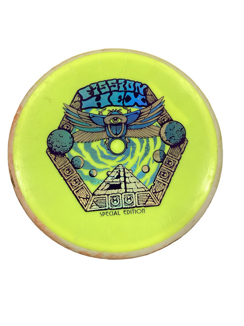 Vist Large View of Product Image Which is Used MVP FISSION HEX Disc Golf Mid Range Yellow