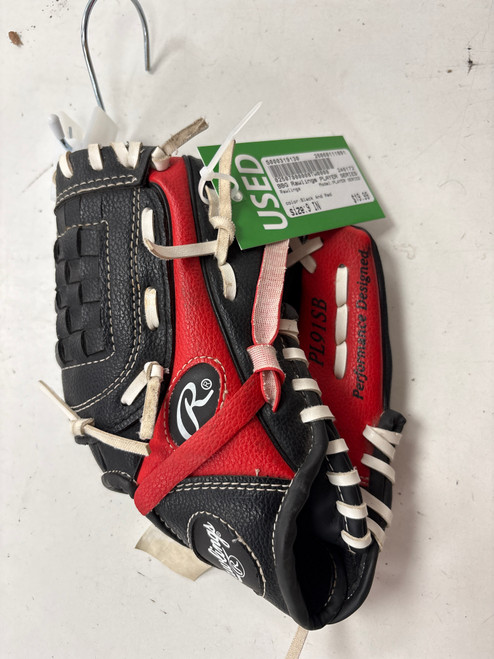 Vist Large View of Product Image Which is Used Rawlings PLAYER SERIES BB/SB Glove RH Throw Black And Red 9"
