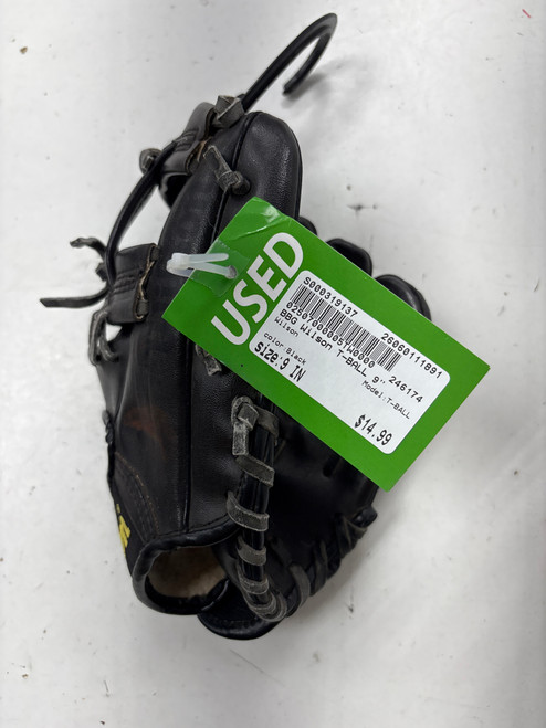 Vist Large View of Product Image Which is Used Wilson T-BALL BB/SB Glove RH Throw Black 9"