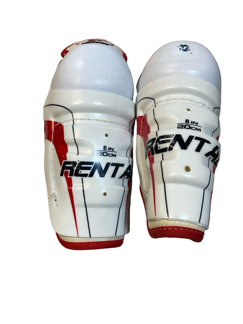 Vist Large View of Product Image Which is Used USA Hockey RENTAL Junior Shin Guards White 8"