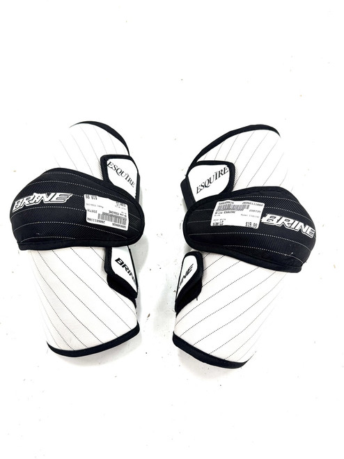 Vist Large View of Product Image Which is Used Brine ESQUIRE Lacrosse Arm Pads/Guards White LG