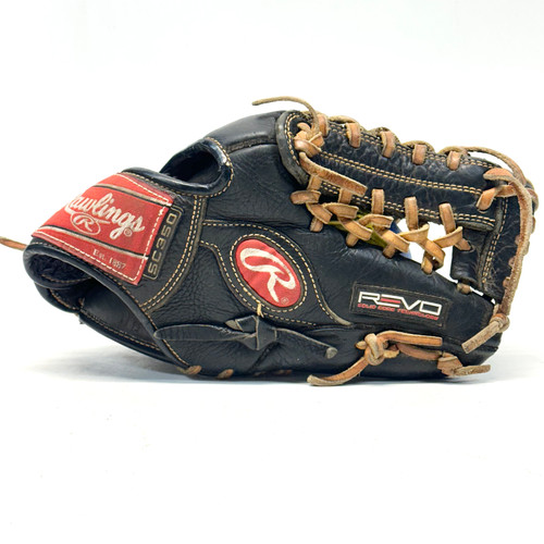 Vist Large View of Product Image Which is Used Rawlings REVO BB/SB Glove RH Throw Black 11 1/2"