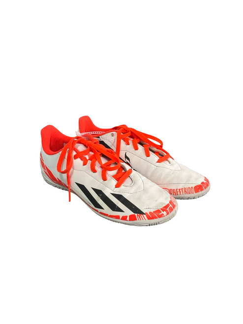 Vist Large View of Product Image Which is Used Adidas Soccer Indoor Shoes Red And White Senior 5