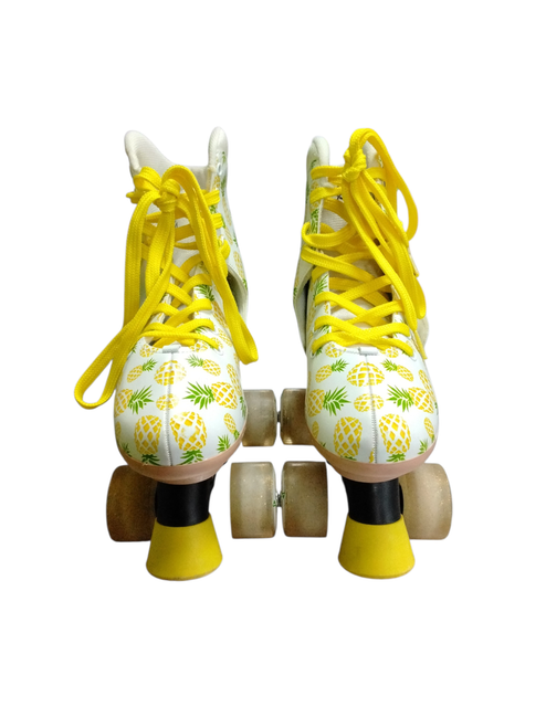 Vist Large View of Product Image Which is Used CIRCLE SOCIETY PINEAPPLE ADJUSTABLE QUAD Junior Roller Quad Skates White Adjustable
