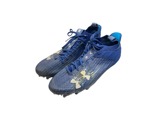 Vist Large View of Product Image Which is Used Under Armour Soccer Cleats Navy Blue Senior 10