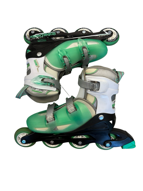 Vist Large View of Product Image Which is Used RollerDerby VTECH 500  ADJ Senior Aggressive Skates Green Adjustable