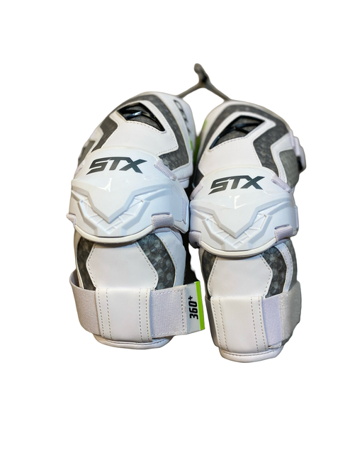 Vist Large View of Product Image Which is Used STX CELL VI Lacrosse Arm Pads/Guards White MD