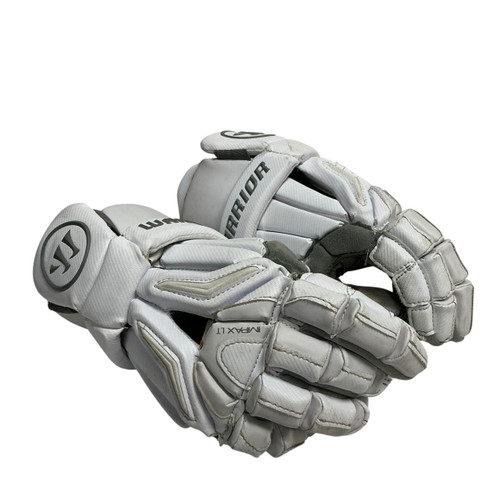 Vist Large View of Product Image Which is Used Warrior BURN PRO Lacrosse Gloves Mens White MD