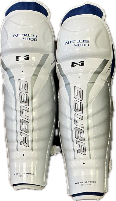 Vist Large View of Product Image Which is Used Bauer NEXUS 4000 Senior Shin Guards White 16"