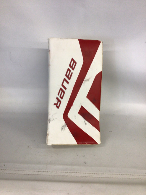 Vist Large View of Product Image Which is Used Bauer SUPREME Junior Goalie Blocker Red And White