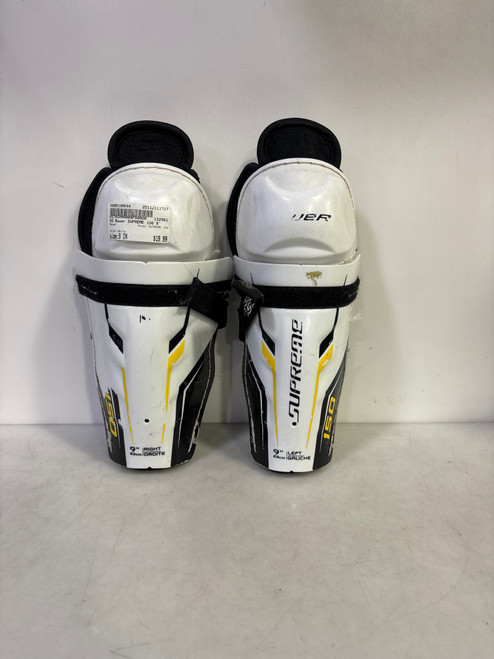 Vist Large View of Product Image Which is Used Bauer SUPREME 150 Youth Shin Guards White 9"