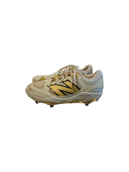 Vist Large View of Product Image Which is Used New Balance METAL BB/SB Cleats White Senior 10.5
