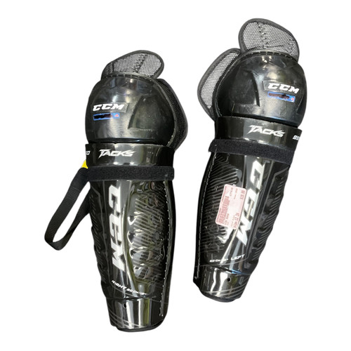 Vist Large View of Product Image Which is Used CCM 9550 Junior Shin Guards Black 12"