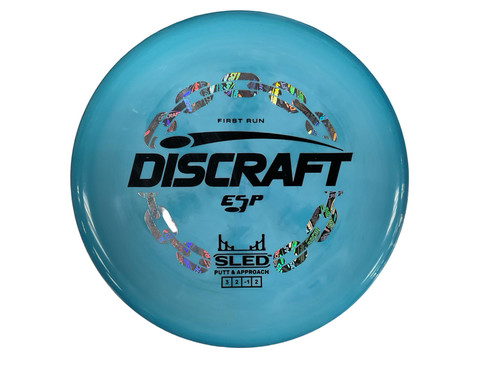 Vist Large View of Product Image Which is Used Discraft ESP SLED FIRST RUN Disc Golf Putter Royal Blue 174g