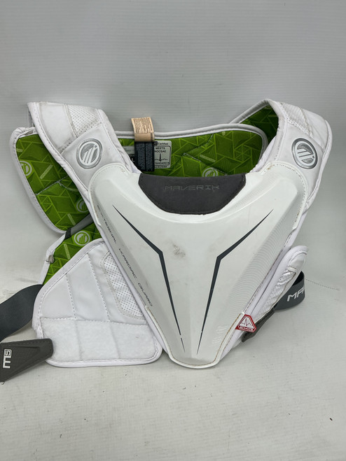 Vist Large View of Product Image Which is Used Maverik M5 Lacrosse Shoulder Pads White LG